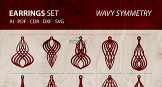 Earrings set Wavy symmetry