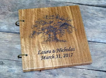 Engraved Wooden Wedding Guest Book