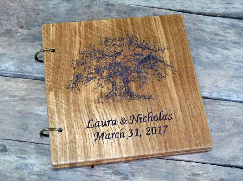 Engraved Wooden Wedding Guest Book