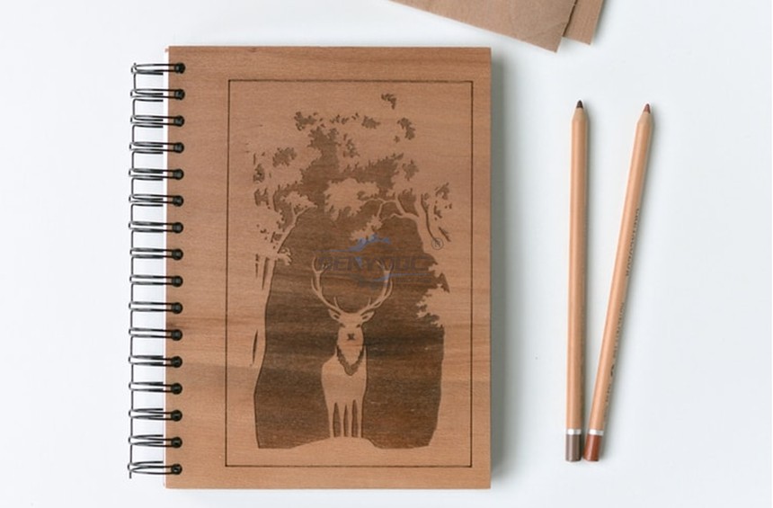 Wooden Notebook with Engraved Cover