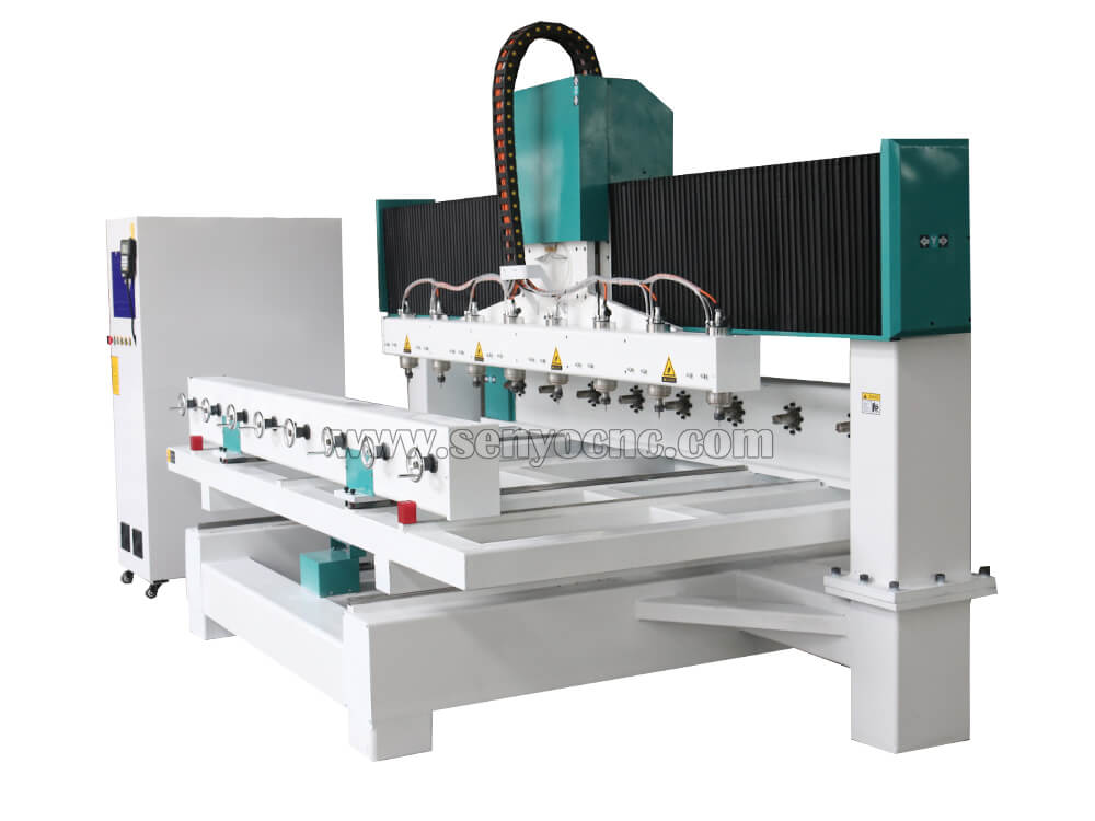 3D CNC Router Woodworking Machine 8 heads with 4 axis Rotary