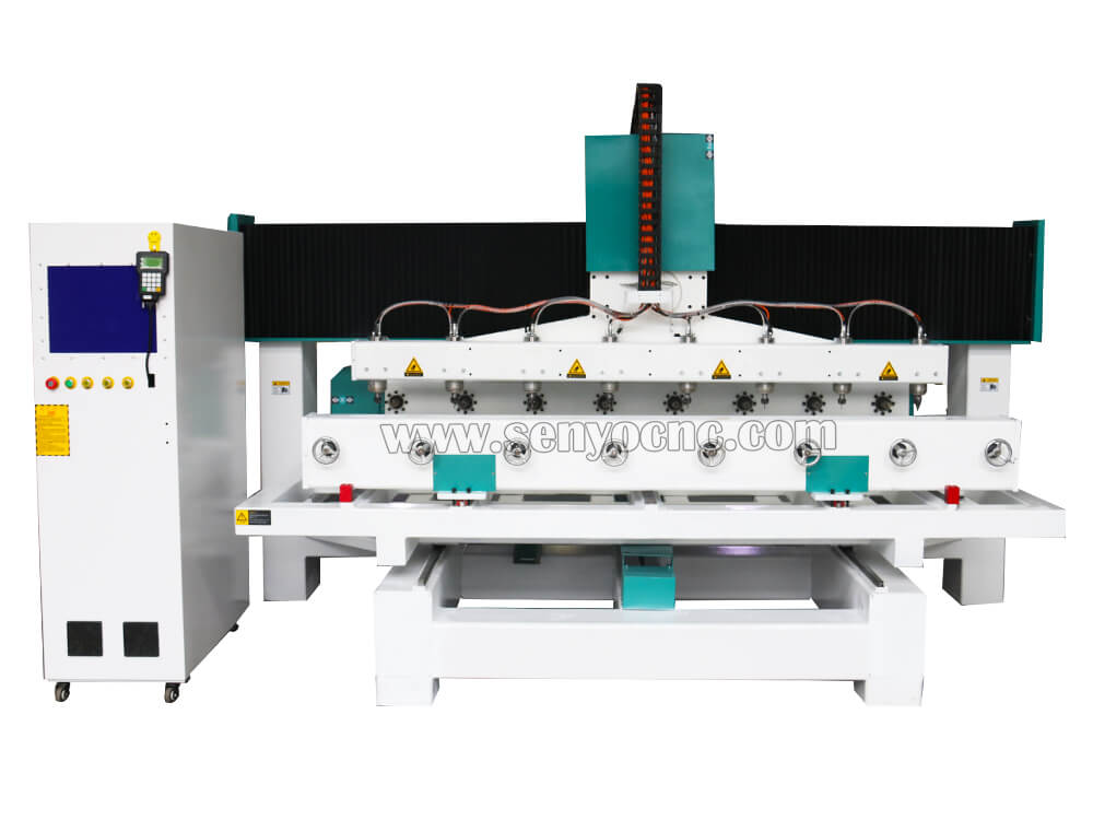 3D CNC Router Woodworking Machine 8 heads with 4 axis Rotary