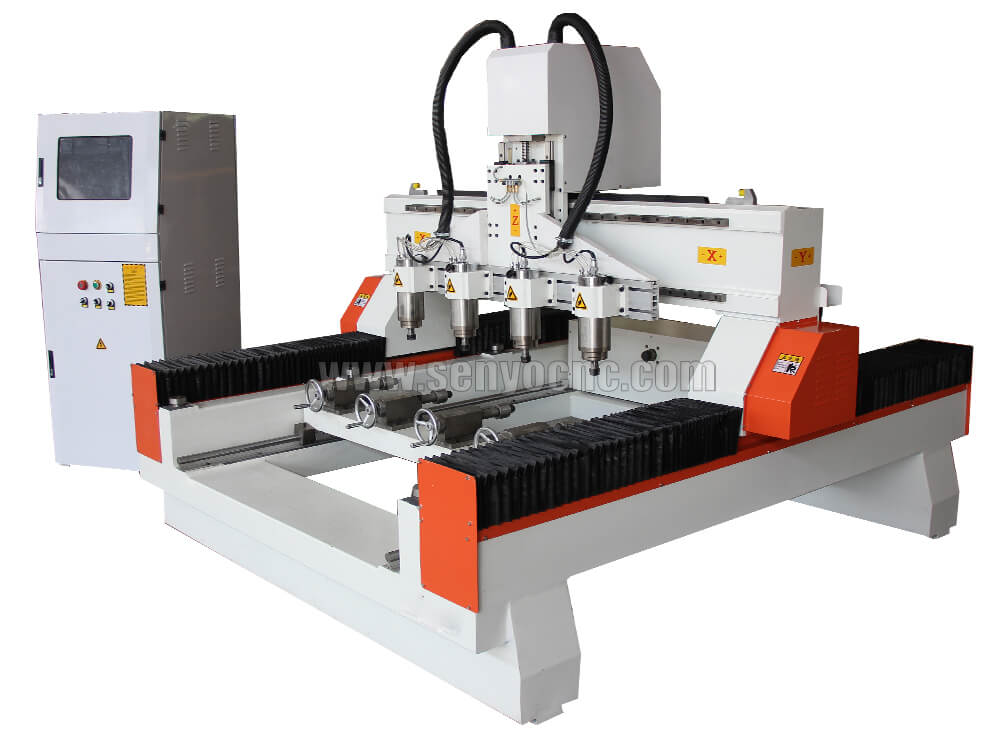 High efficiency Multi Head Rotary 4 Axis 3d Wood CNC Router Machine