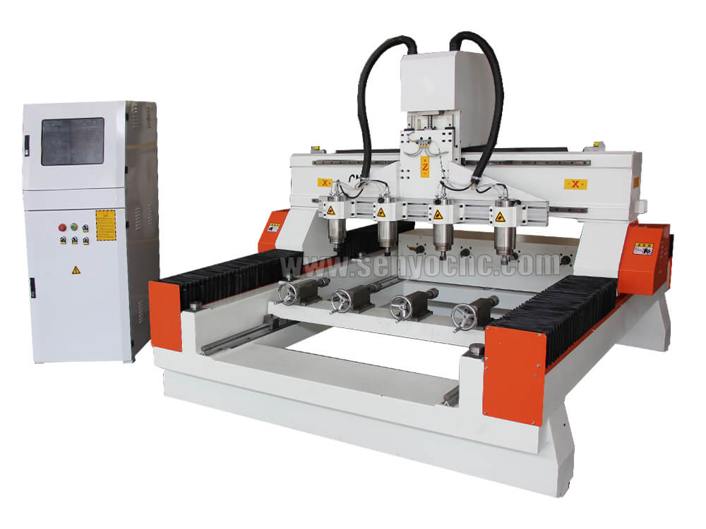 High efficiency Multi Head Rotary 4 Axis 3d Wood CNC Router Machine