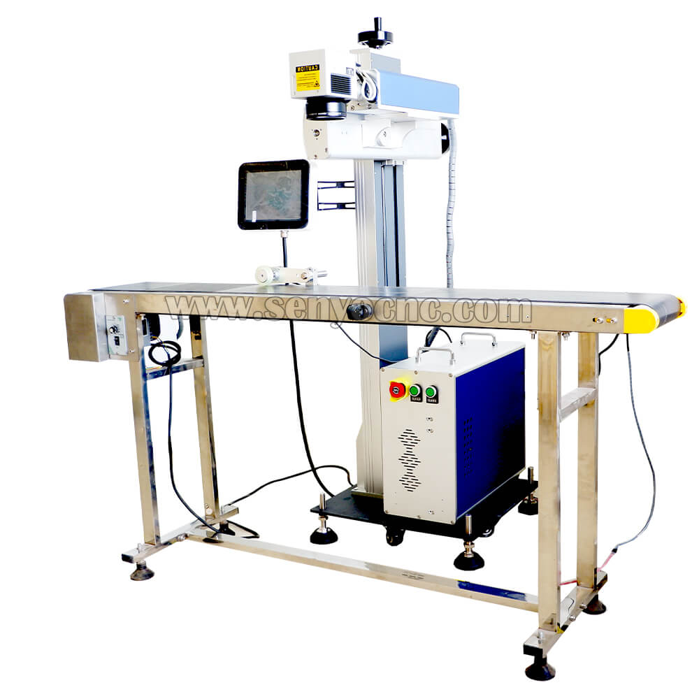 Flying Fiber Laser With Visual Positioning System CCD Camera Production Date PVC PE Pipe Marker Printer Marking Machine