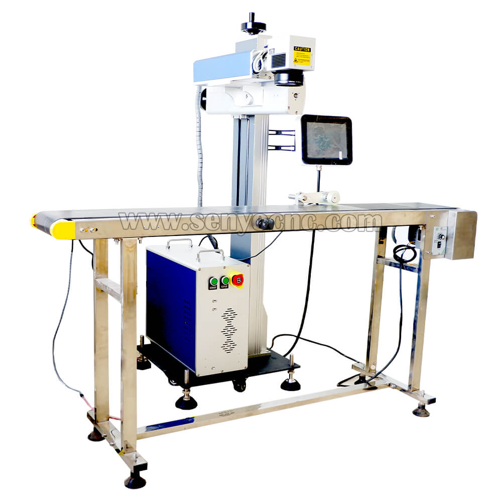 Flying Fiber Laser With Visual Positioning System CCD Camera Production Date PVC PE Pipe Marker Printer Marking Machine