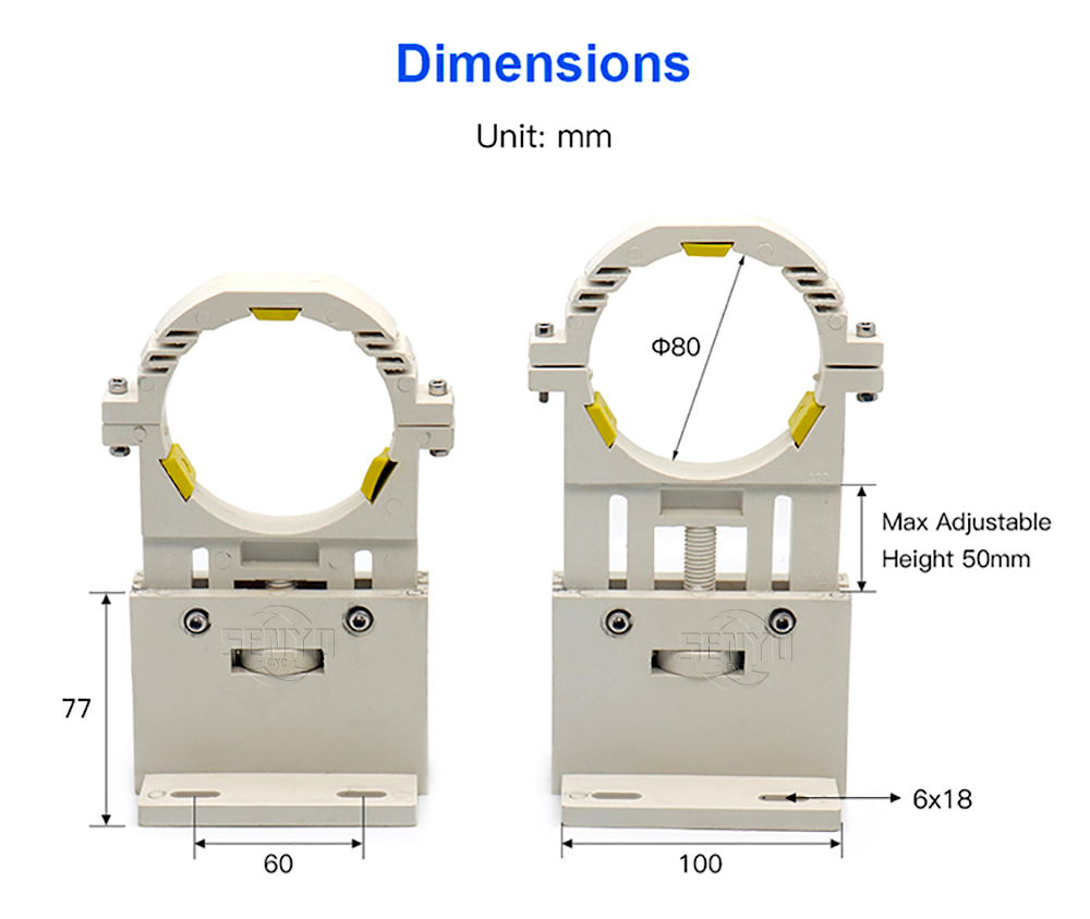 Co2 Laser Tube Holder Support Mount Flexible Plastic Diameter 80mm for 75-180W Laser Engraving Cutting Machine