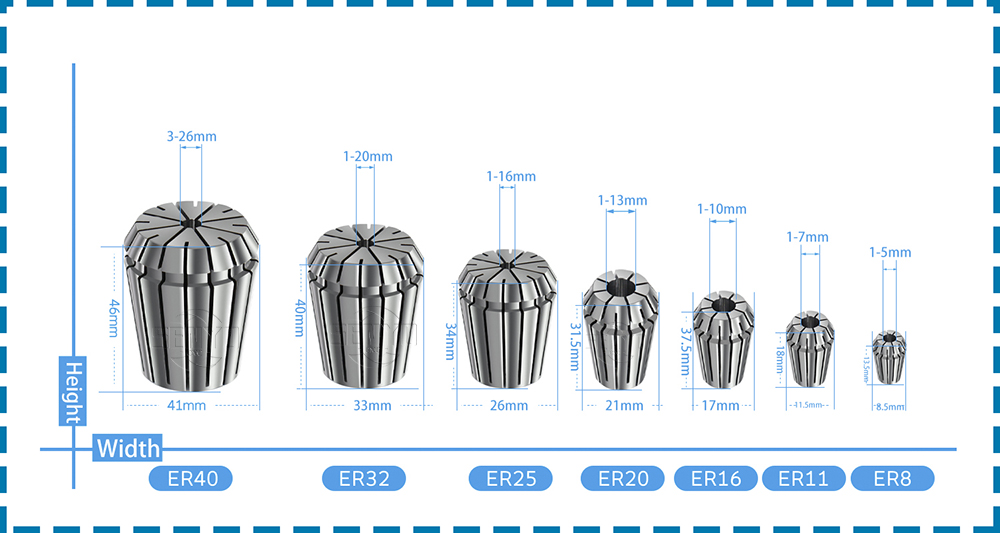ER Series Collet ER11, ER16, ER20, ER25, ER32, ER40, ER50