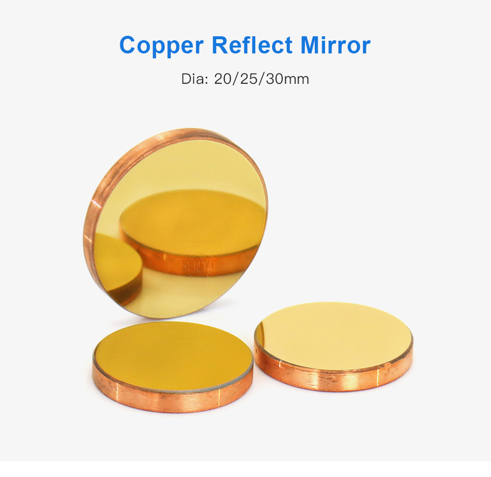 3Pcs Copper Reflect Mirror Diameter 20 25 30mm Cu Laser Mirror for Co2 Laser Cutting and Engraving Machine