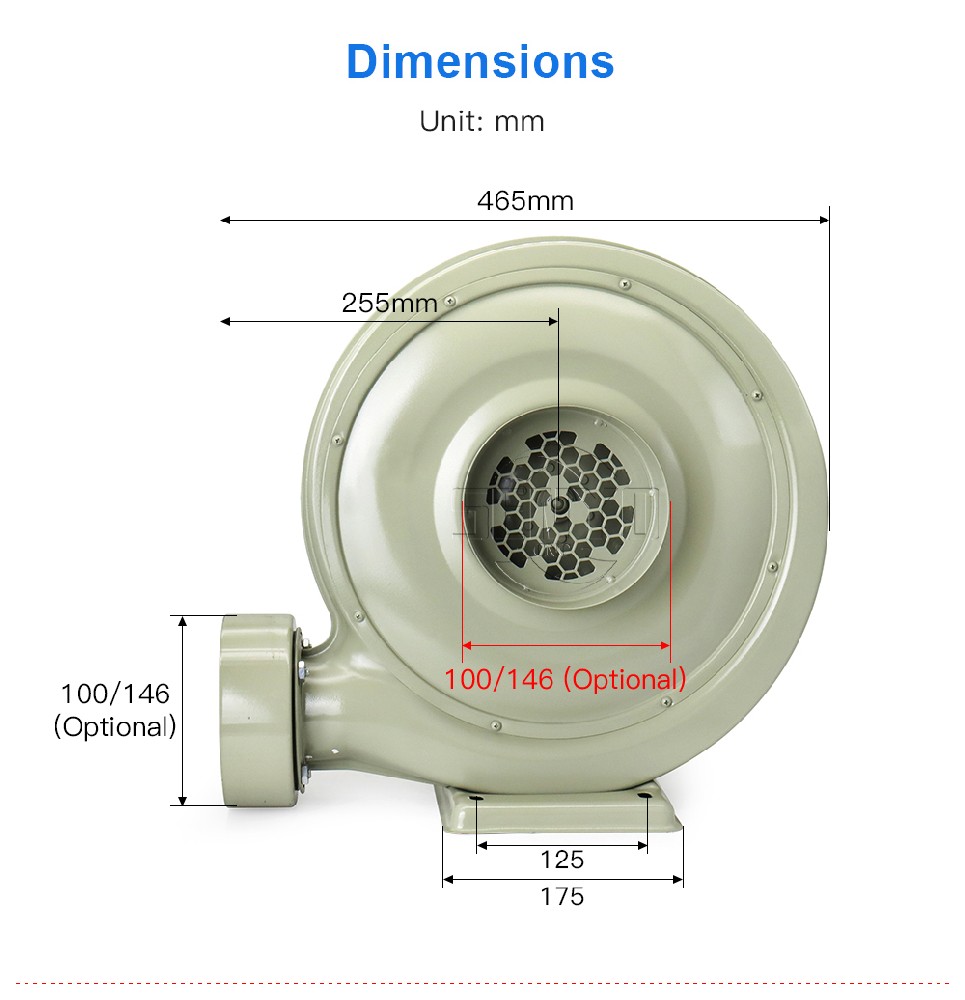 220V 550W 750W Exhaust Fan Air Blower Centrifugal for CO2 Laser Engraving Cutting Machine