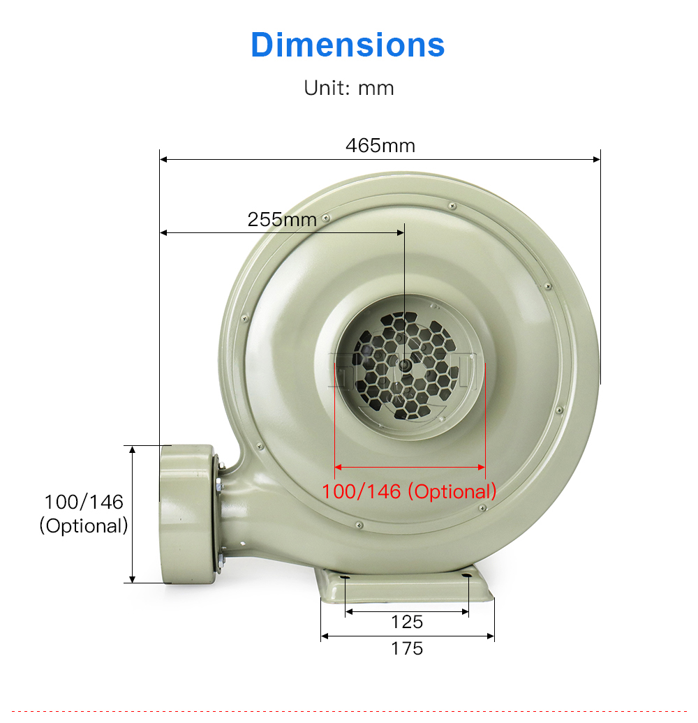 220V 550W 750W Exhaust Fan Air Blower Centrifugal for CO2 Laser Engraving Cutting Machine