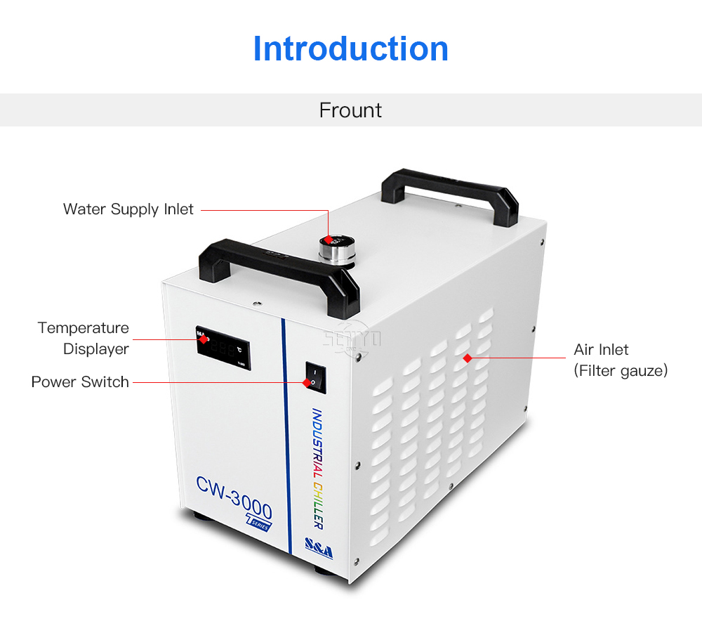 S&A Industry Chiller CW3000 DG110V TG220V for CO2 Laser Cutting Machine Water Cooled Chiller