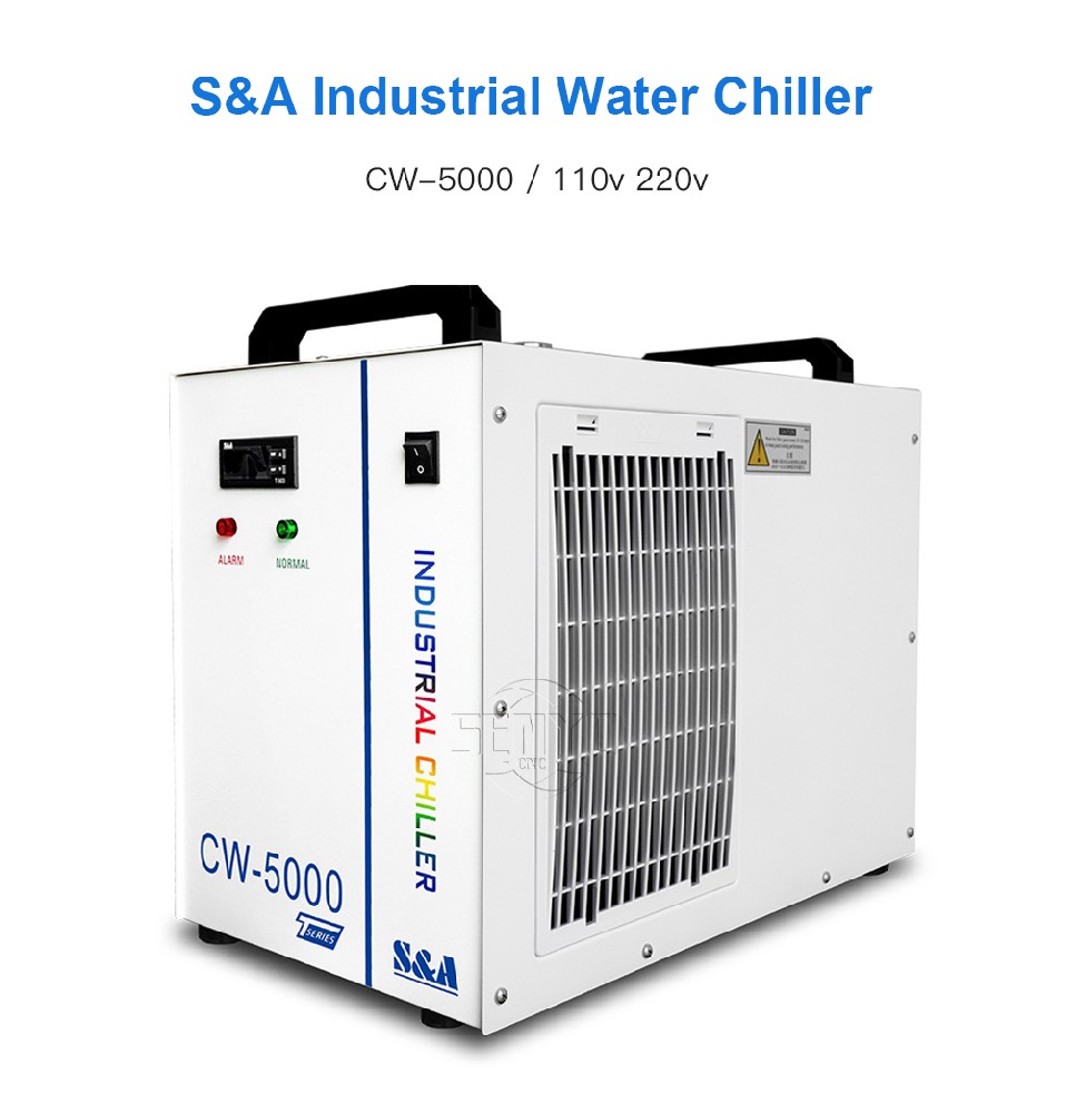 S&A CW5000 Industry Air Water Chiller for CO2 Laser Machine Cooling CNC Spindle 80W 100W 130W 150W Co2 Laser Tube
