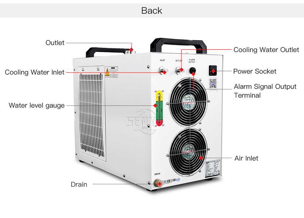 S&A CW5000 Industry Air Water Chiller for CO2 Laser Machine Cooling CNC Spindle 80W 100W 130W 150W Co2 Laser Tube