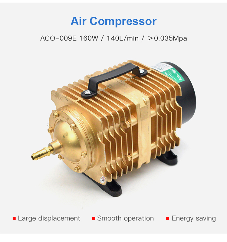 ACO-009E 160W Air Compressor Electrical Magnetic Air Pump for CO2 Laser Engraving Cutting Machine