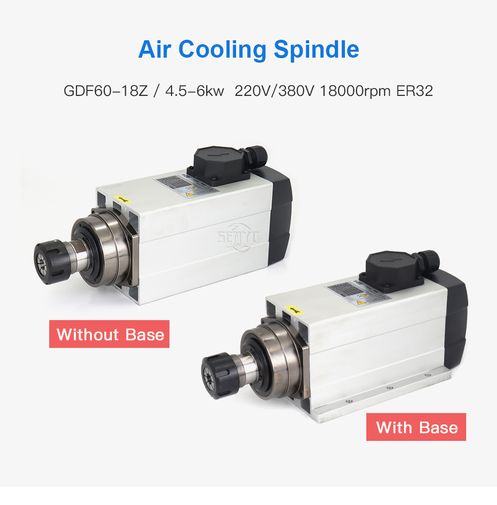 HQD CNC Spindle GDF60-18Z 4.5-6KW Air Cooled Spindle Motor 380V 220V 18000rpm ER32 300Hz