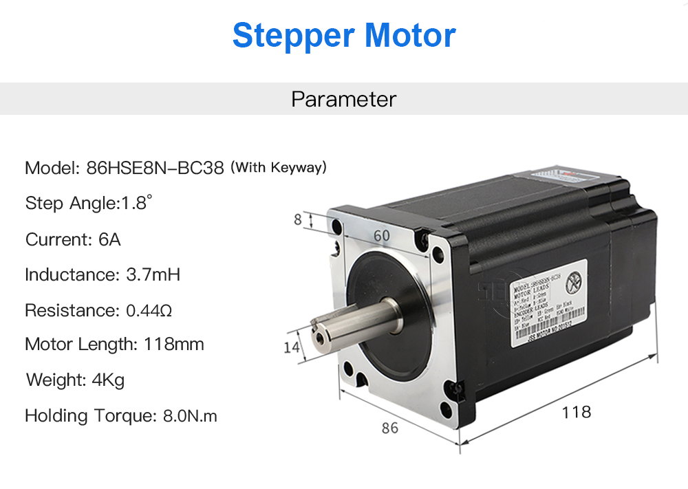 NEMA 34 Torque 8N.m Closed Loop Stepper Motor Driver 86HSE8N-BC38 + HSS86