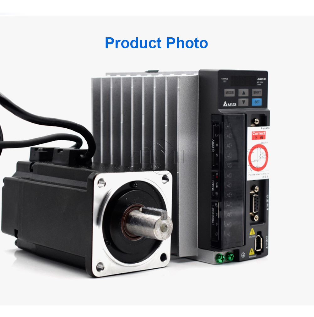 Delta 750W AC Servo Motor Driver Kits B2 Series 2.39N.m 5.1A 3000rpm ASD-B2-0721-B+ECMA-C20807RS with 3m Cable