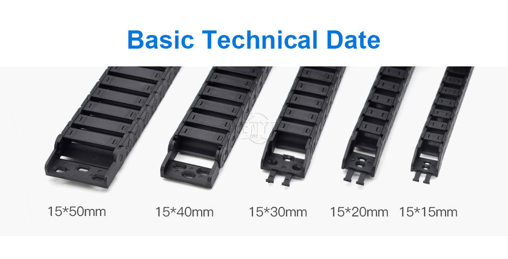 1meter Cable Chain Semi-Enclosed 15*20 30 40 50mm Wire Transmission Carrier Plastic Drag Towline