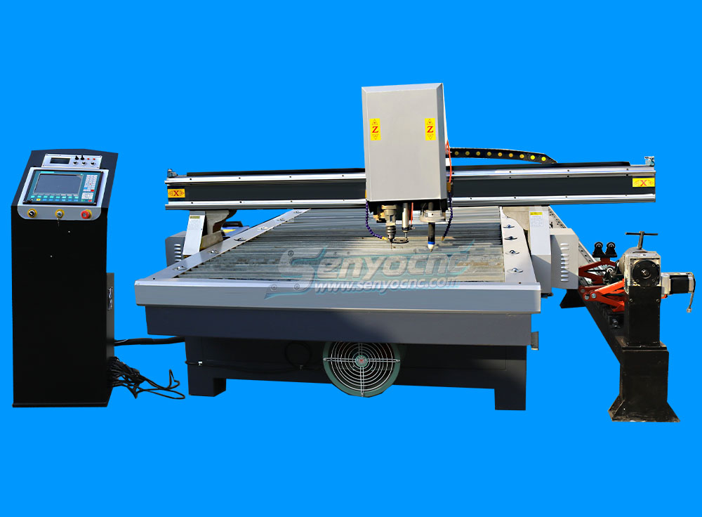 1500x6000mm CNC Plasma Cutting Machine with Rotary and Drilling Head