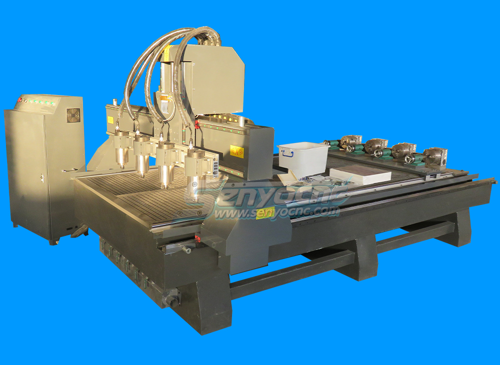 Boost Productivity With 4-Head CNC Wood Router Machine With 4 Rotary Axes