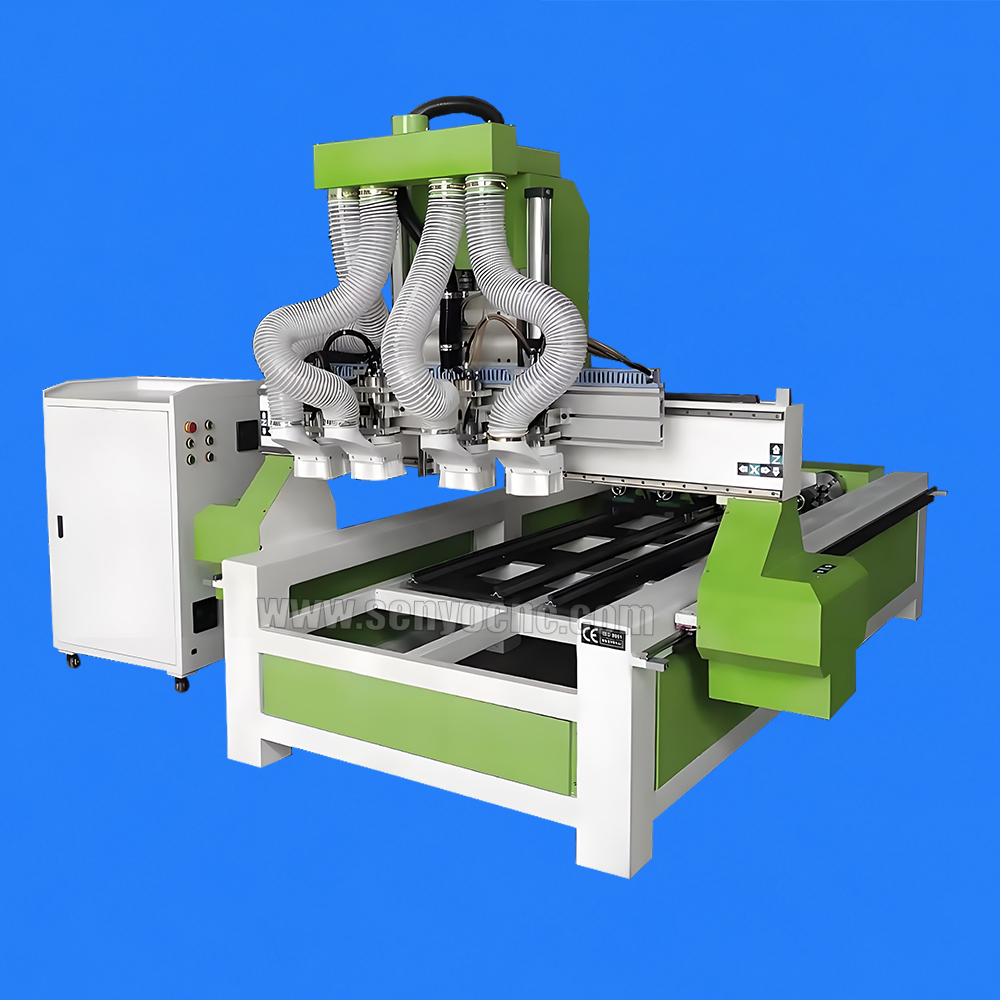 Industrial 3D 4 Axis One Holder 4 Heads 4 Rotary CNC Router Machine for Chair Legs, Table Legs, Stair Balusters & Wood Furniture Turning