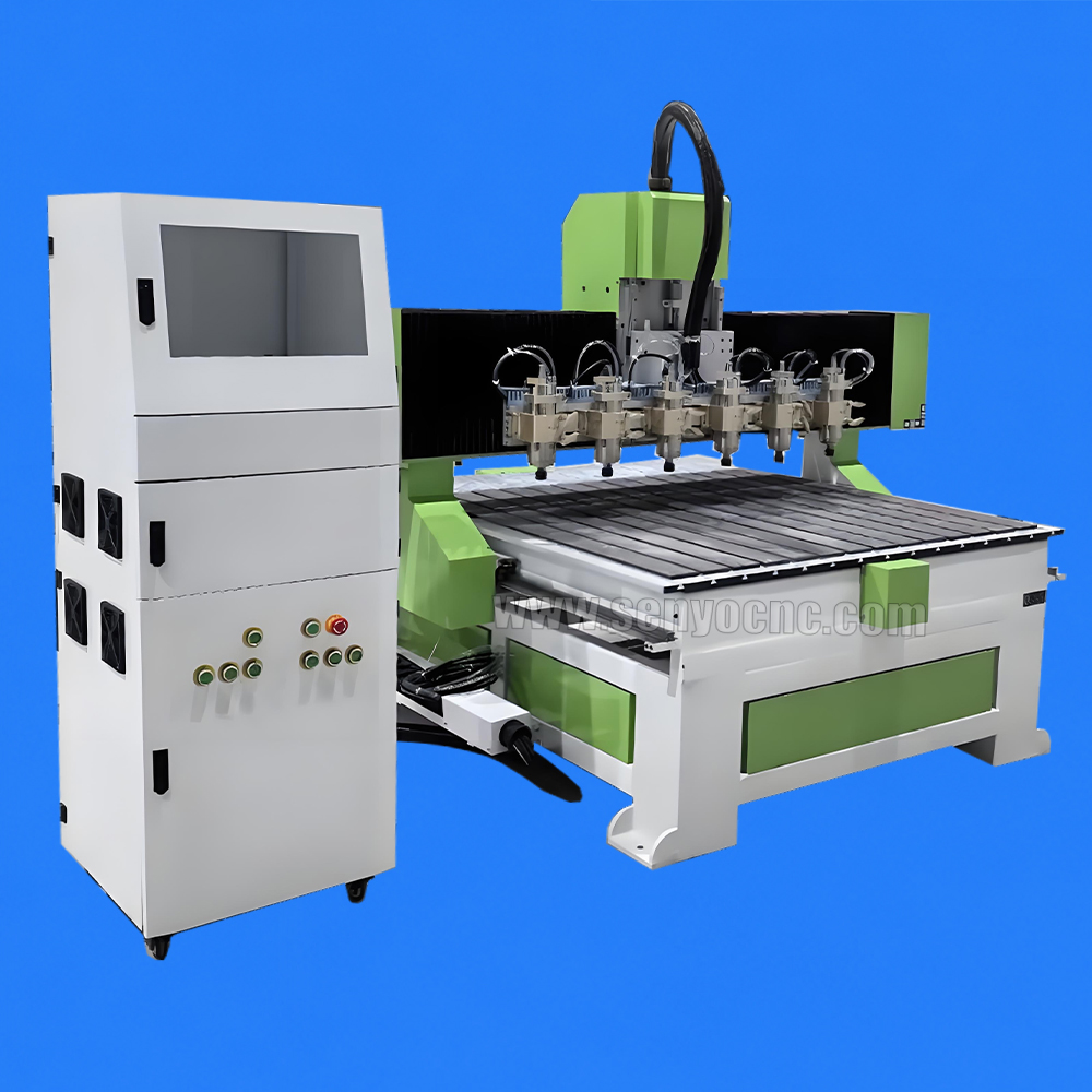 1325 CNC Router Machine One Holder 6 Spindles with T-Slot Worktable for Multi-Head Wood Furniture Engraving