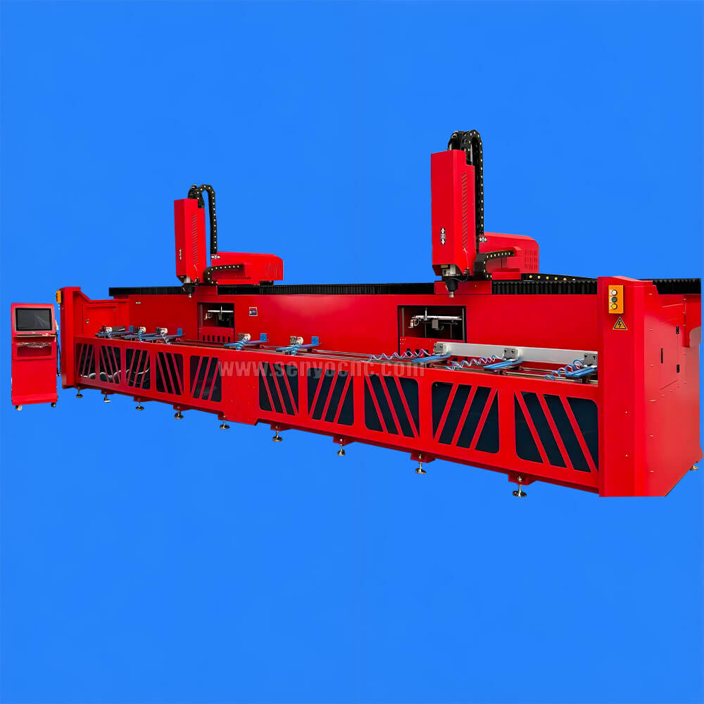 2-Head 4 Axis CNC Machining Center for Aluminum Profile Milling, Drilling & Multi-Angle Processing