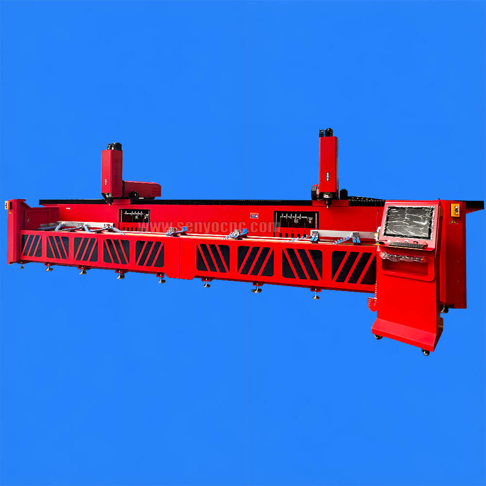 2-Head 4 Axis CNC Machining Center for Aluminum Profile Milling, Drilling & Multi-Angle Processing